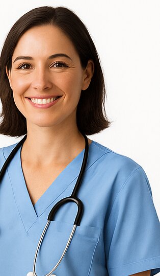 Soignante souriante en tenue médicale